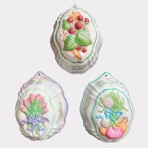 Set of 3 Franklin Mint Le Cordon Blue Porcelain Molds Vintage 1986